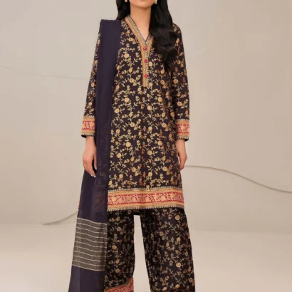 3 Piece Satin Suit-Paste Print