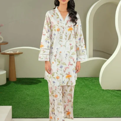 2 Piece Cambric Printed Suit