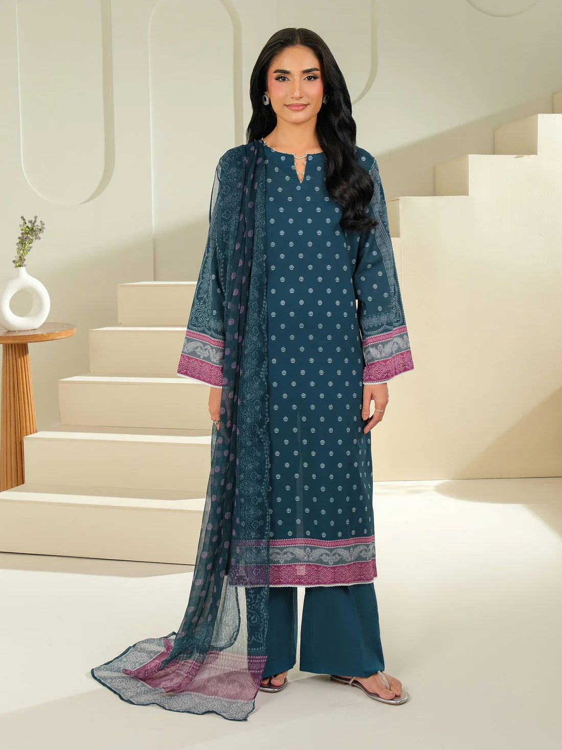 3 Piece Cambric Suit-Printed