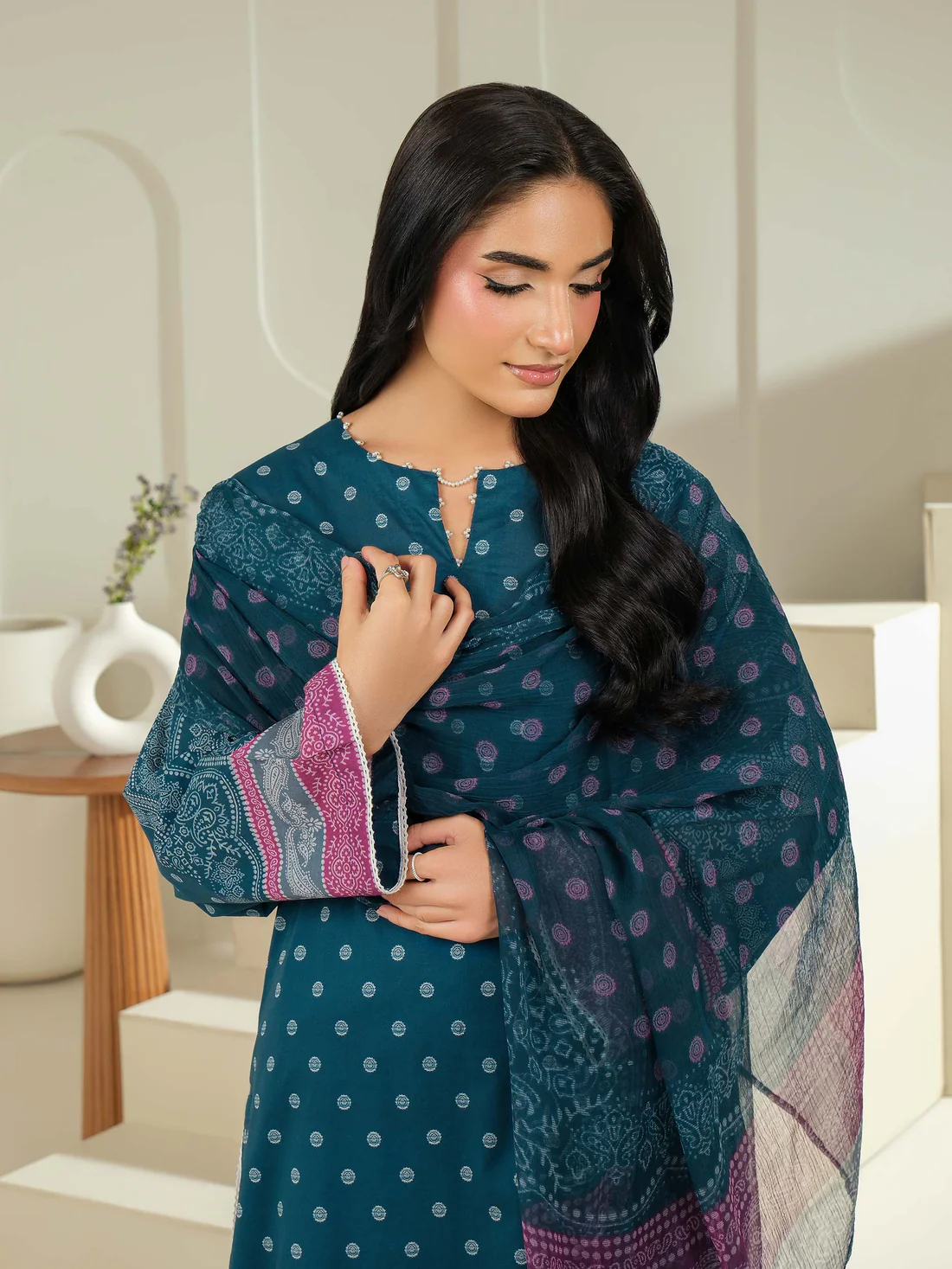 3 Piece Cambric Suit-Printed