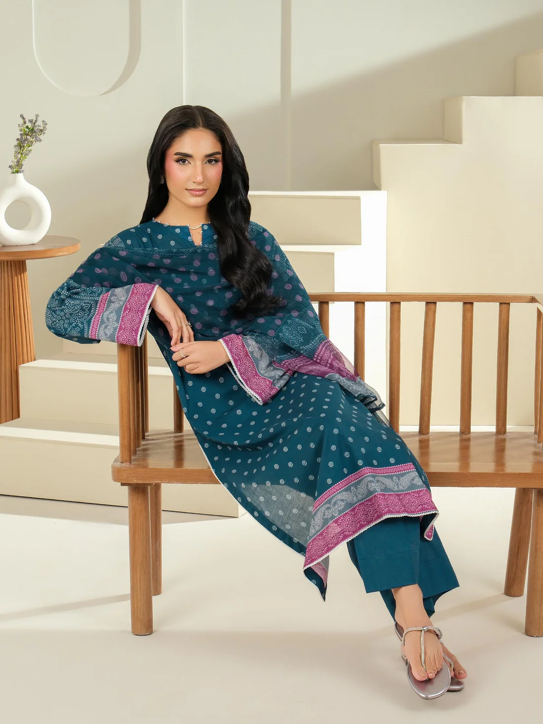 3 Piece Cambric Suit-Printed