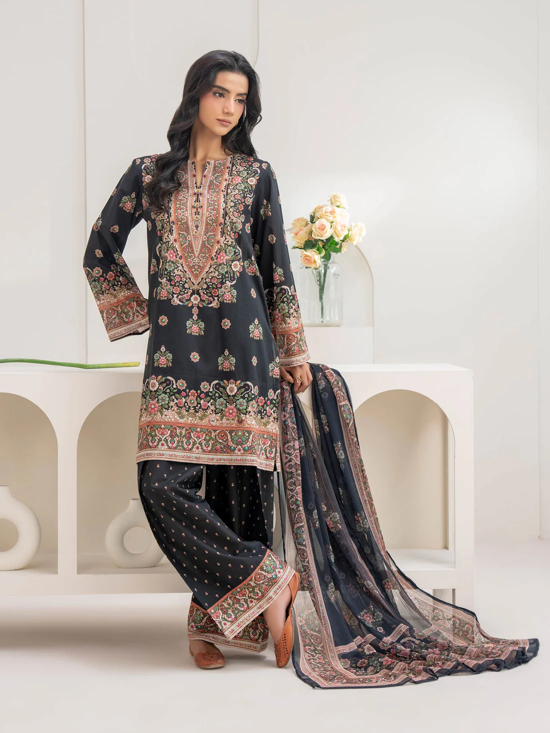 3 Piece Cambric Suit-Printed