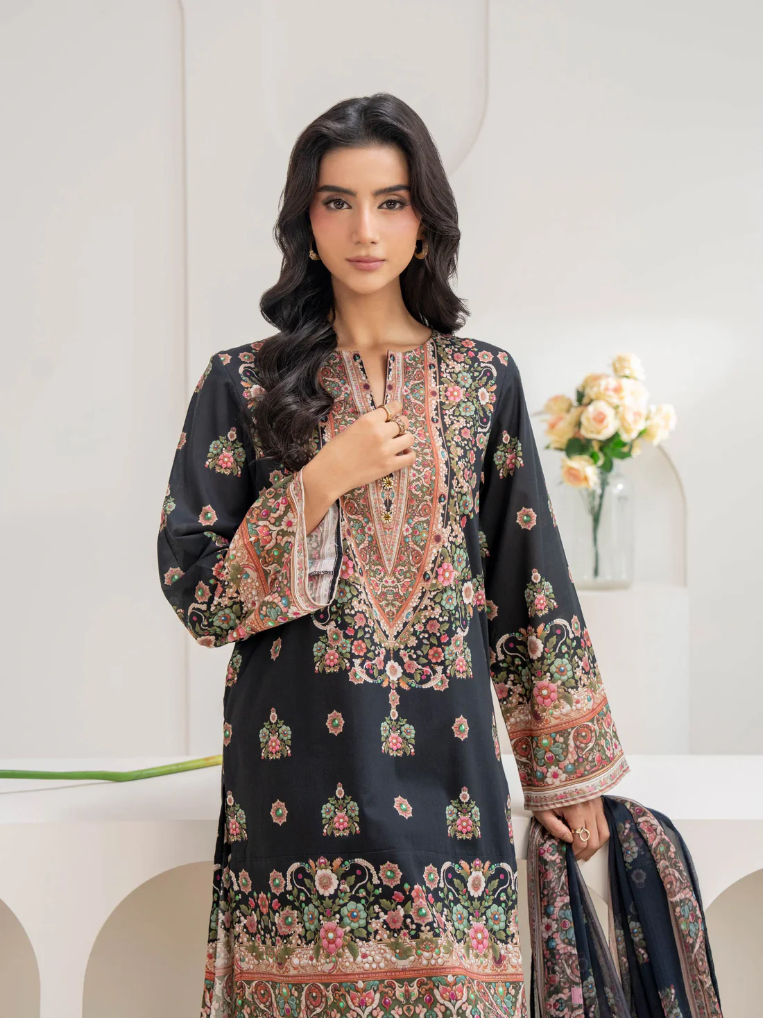 3 Piece Cambric Suit-Printed 3 Piece Cambric Suit-Printed