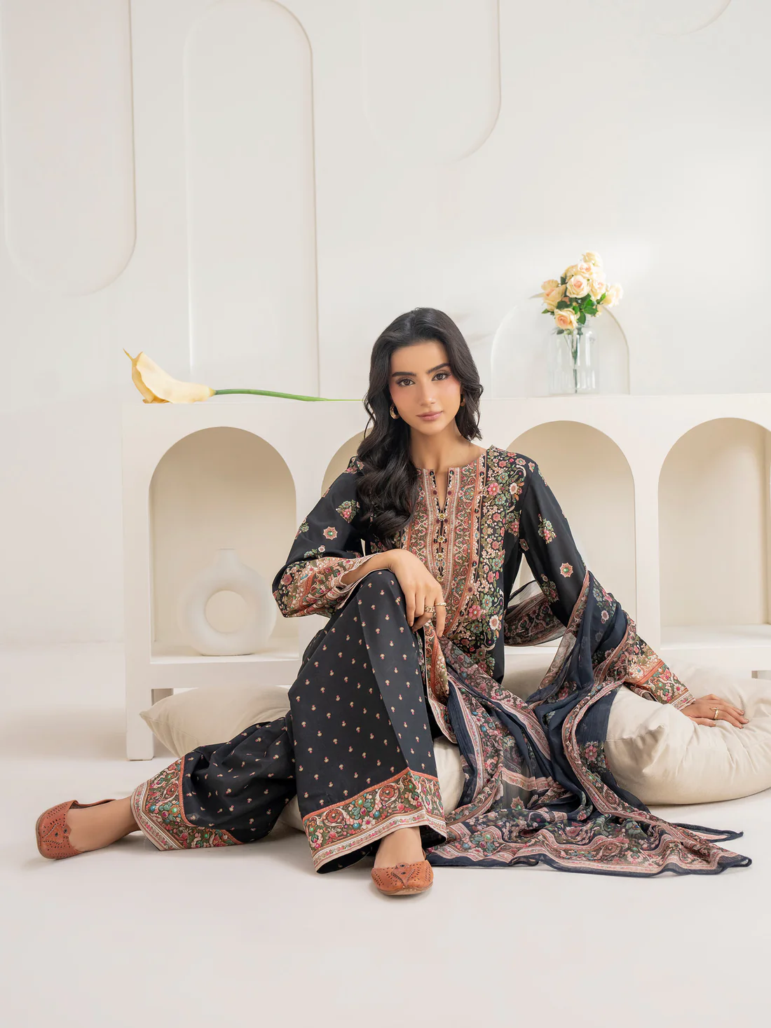 3 Piece Cambric Suit-Printed