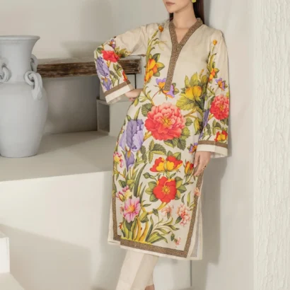 3 Piece Purple Cambric Suit-Printed